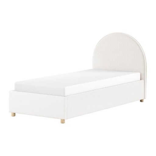 Pat alb tapițat cu spațiu de depozitare cu somieră 90x200 cm Moon – Vipack