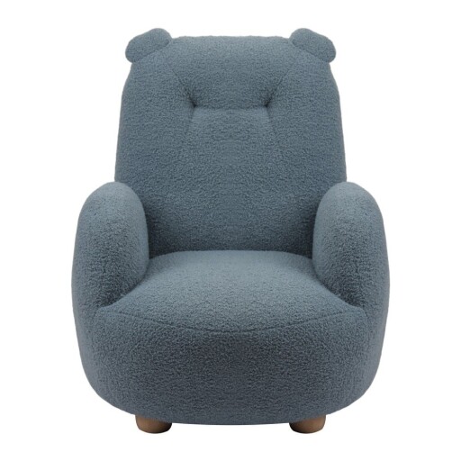 Fotoliu de copii albastru cu tapițerie din țesătură bouclé Rocky – Vipack