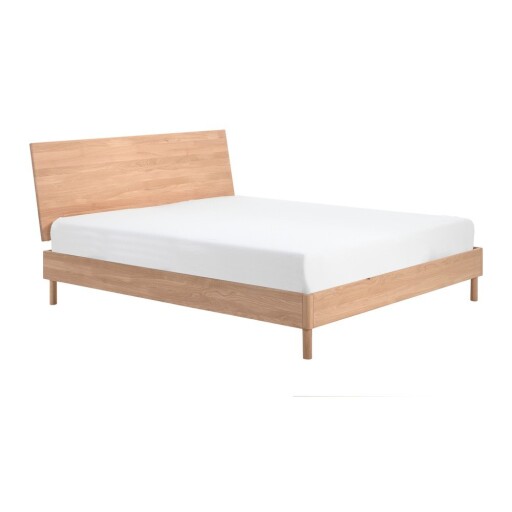 Pat matrimonial în culoare naturală din lemn de stejar fără somieră 180x200 cm Forrest – Vipack