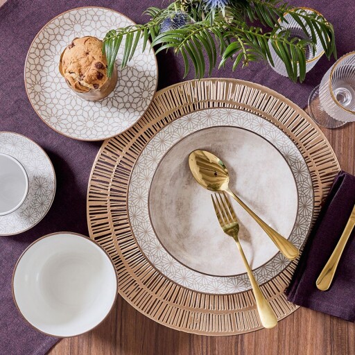 Serviciu de masa 18 piese Madison Habana, Tognana, portelan, alb/maro