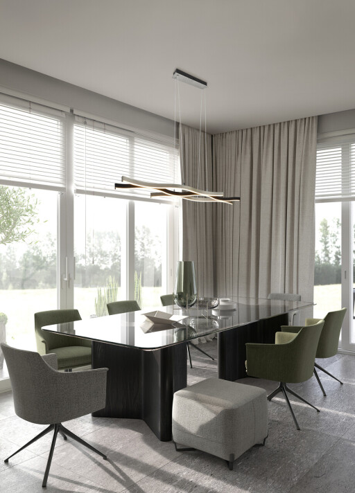 Lustra Blaze, TRIO, 107.5x15.5x150 cm, 35W, 1x SMD LED, metal, argintiu/negru