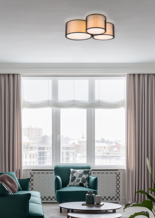 Plafoniera Burton, TRIO, 65x55x21.5 cm, 40W, 3x E27, metal, negru mat