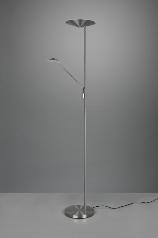 Lampadar Brantford, TRIO, 30x41.6x180 cm, 30W/6.5W, 2x SMD LED, metal, argintiu