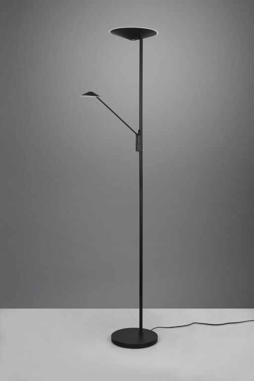 Lampadar Brantford, TRIO, 30x180 cm, 30W/6.5W, 2x SMD LED, metal, negru mat