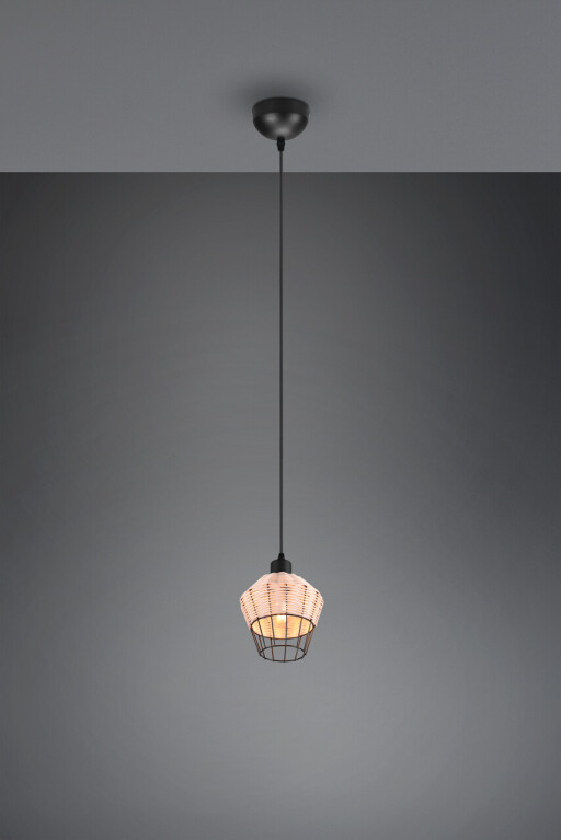 Lustra Borka, RL, 17.5x150 cm, 40W, 1x E27, ratan, natur/negru