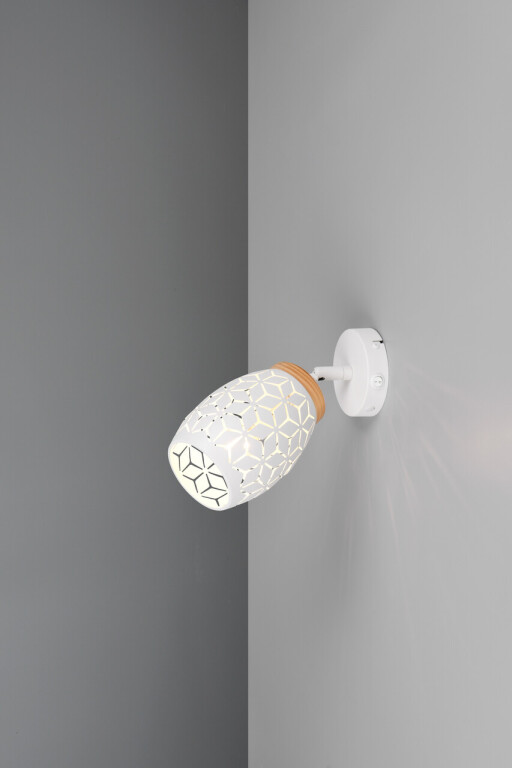 Aplica de perete Bidar, RL, 12x10 cm, 10W, 1x E14, metal, alb mat/natur