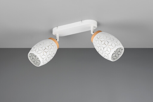 Plafoniera Bidar, RL, 28x12x27 cm, 10W, 2x E14, metal, alb mat/natur