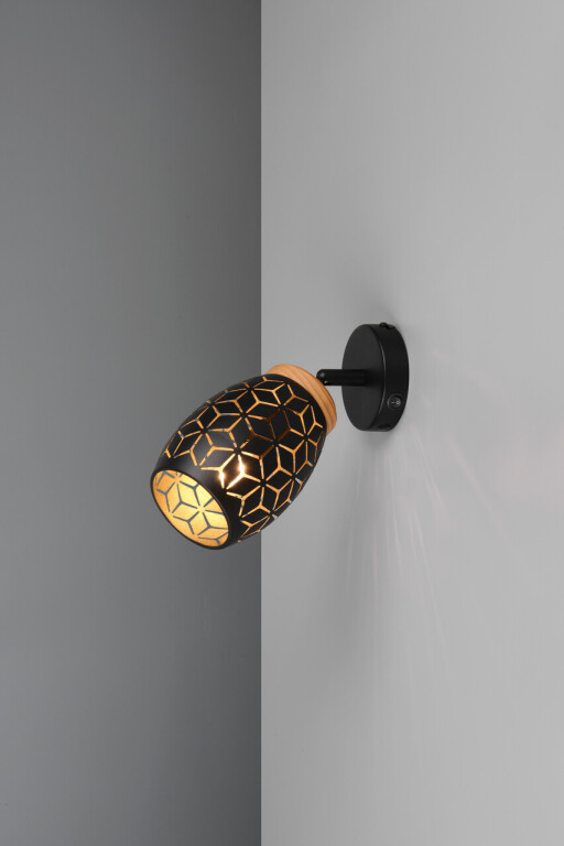 Aplica de perete Bidar, RL, 12x10 cm, 10W, 1x E14, metal, negru/natur