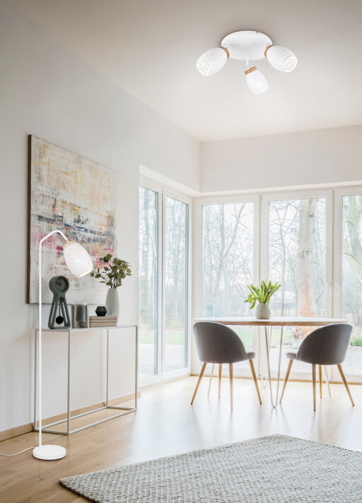 Lampadar Bidar, RL, 22x147 cm, 10W, 1x E27, metal, alb mat/natur