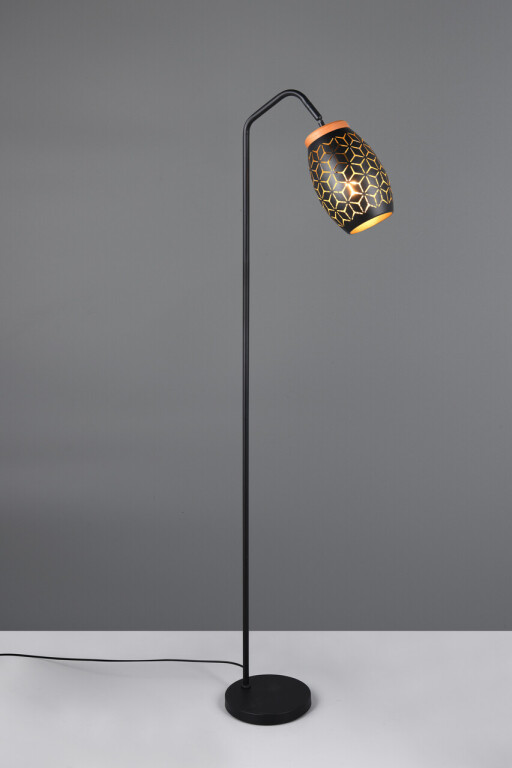 Lampadar Bidar, RL, 22x147 cm, 10W, 1x E27, metal, negru/natur