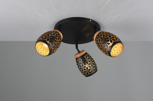 Plafoniera Bidar, RL, 58x27 cm, 10W, 3x E14, metal, negru/natur