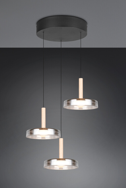 Lustra Celeste, TRIO, 35x200 cm, 7W, 3x SMD LED, metal, negru/gri