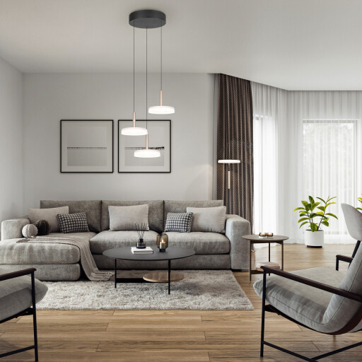 Lustra Celeste, TRIO, 35x200 cm, 7W, 3x SMD LED, metal, negru/alb