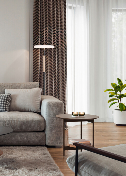 Lampadar Celeste, TRIO, 33x160 cm, 15W, 1x SMD LED, metal, negru/alb