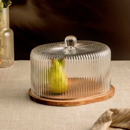 Platou cu capac Bardo, Homla, 18.5x27 cm, lemn/sticla, maro/transparent