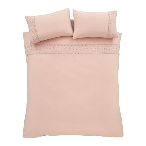 Lenjerie de pat roz pentru pat de o persoană 135x200 cm Broderie Anglaise – Catherine Lansfield