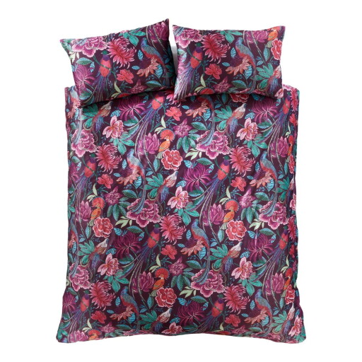Lenjerie de pat mov din catifea pentru pat de o persoană 135x200 cm Bridgerton Kate Floral – Catherine Lansfield