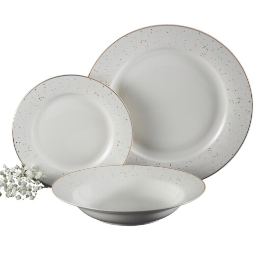 Serviciu de masa 18 piese, Aurelia, Ambition, portelan, alb/auriu