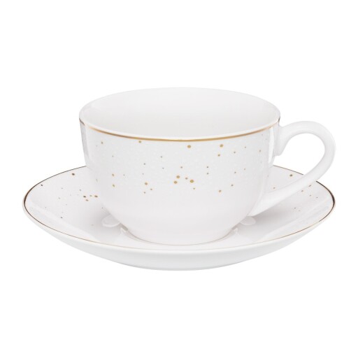 Set ceai / cafea 12 piese, Aurelia, Ambition, 220 ml, portelan, alb/auriu