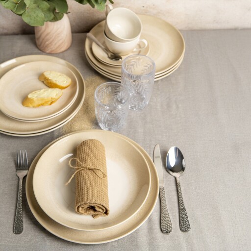 Serviciu de masa 18 piese, Playa, Ambition, ceramica, bej