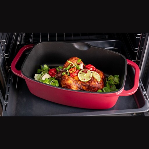 Tava cu capac Noel, Ambition, 32x21x11 cm, 6 L, aluminiu, visiniu/negru