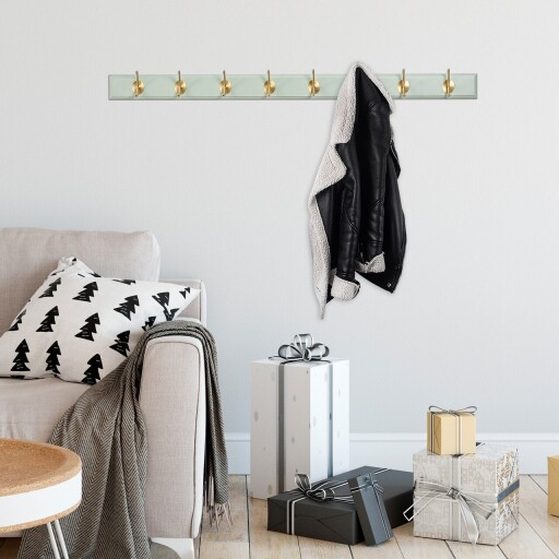 Cuier de perete din lemn, Daisetta, ASK-019, 100x7x8 cm, Lemn, Mentă / Aur