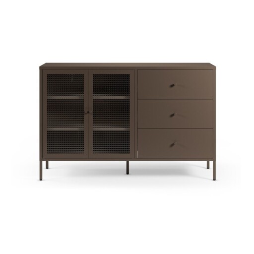 Vitrină gri din metal 140x90x40 cm Layna – Marckeric