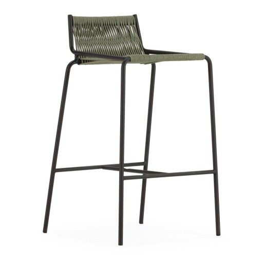 Scaun de bar verde din metal (înălțime șezut 65 cm) Emily – Marckeric
