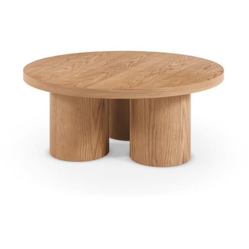 Măsuță de cafea în culoare naturală rotundă cu aspect de lemn de stejar ø 100 cm Arancha – MOME