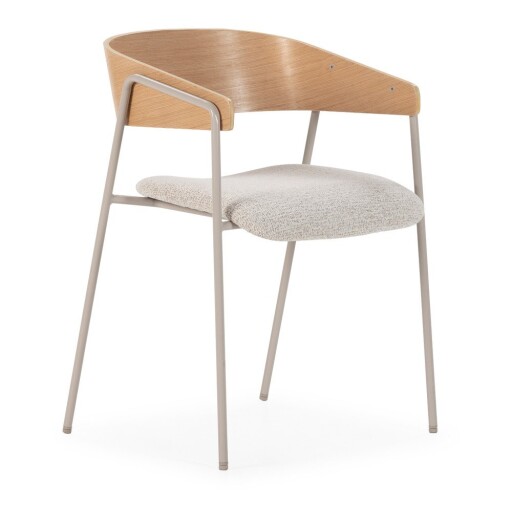 Set de scaune de sufragerie gri deschis/în culoare naturală cu cotiere 2 buc. tapițat Cora – MOME