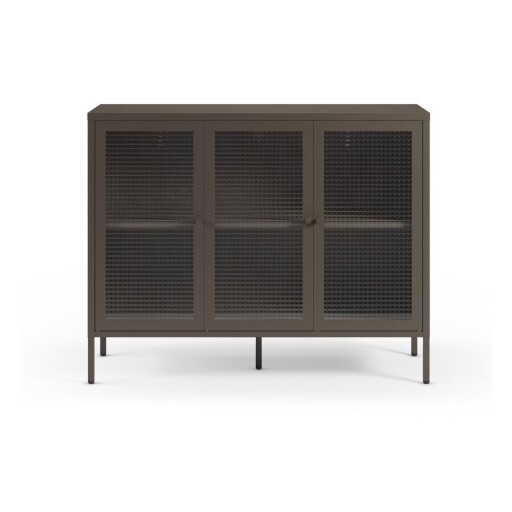 Vitrină gri din metal 121x90x40 cm Layna – Marckeric