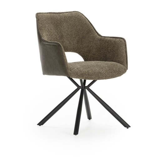 Set de scaune de sufragerie verde cu cotiere 2 buc. tapițat Mariel – Marckeric