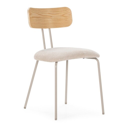 Scaun de dining bej/în culoare naturală tapițat Olimpia – MOME
