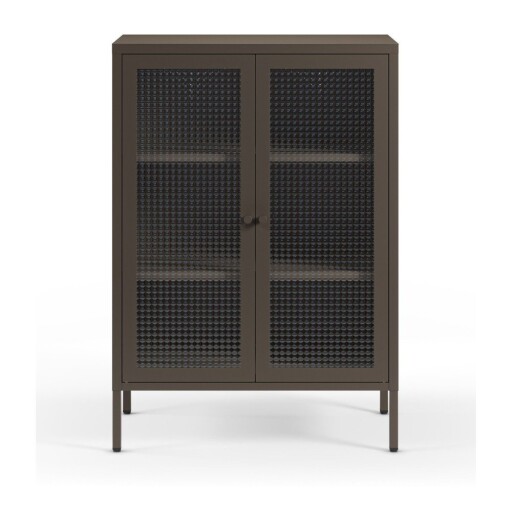 Vitrină gri din metal 70x100x40 cm Layna – Marckeric