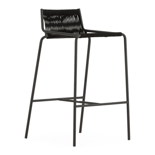Scaun de bar negru din metal (înălțime șezut 65 cm) Emily – Marckeric