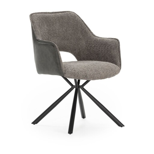 Set de scaune de sufragerie gri cu cotiere 2 buc. tapițat Mariel – Marckeric