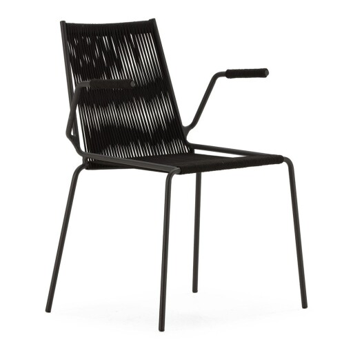 Scaune de dining negre cu cotiere/stivuibile 2 buc. din metal Emily – Marckeric