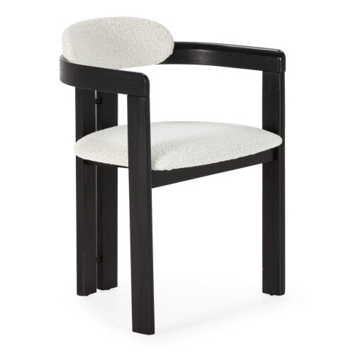 Set de scaune de sufragerie alb/negru cu cotiere 2 buc. tapițat Eiden – MOME