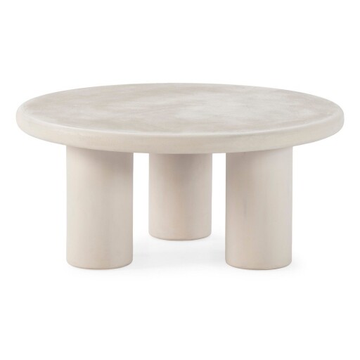 Măsuță de cafea crem rotundă cu aspect de piatră ø 80 cm Iriel – MOME