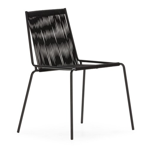 Scaune de dining negre stivuibile 2 buc. din metal Emily – Marckeric