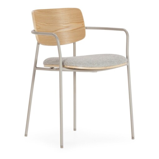 Set de scaune de sufragerie gri deschis/în culoare naturală cu cotiere tapițat Nour – MOME