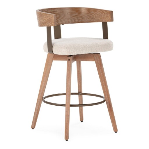 Scaune de bar crem/în culoare naturală cu cotiere 2 buc. tapițate Ilia – MOME