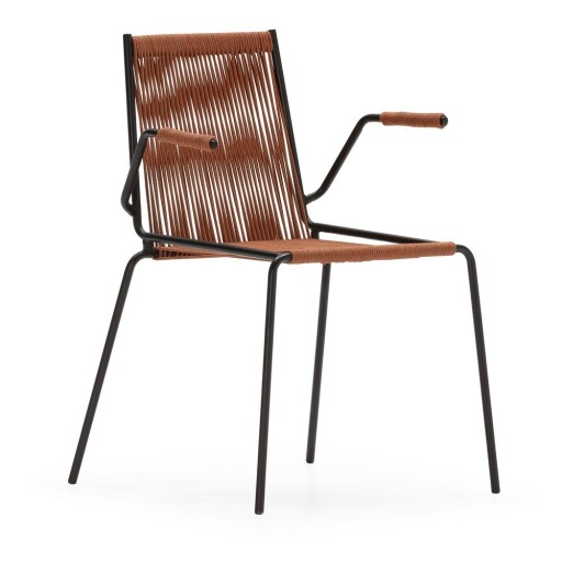 Scaune de dining teracotă cu cotiere/stivuibile 2 buc. din metal Emily – Marckeric