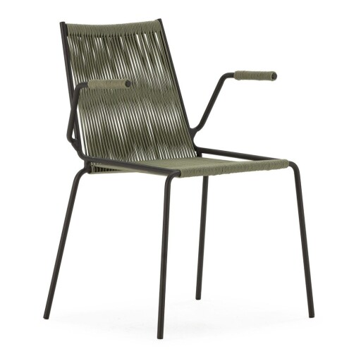 Scaune de dining verzi cu cotiere/stivuibile 2 buc. din metal Emily – Marckeric