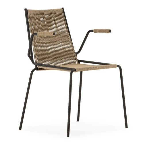 Scaune de dining bej cu cotiere/stivuibile 2 buc. din metal Emily – Marckeric