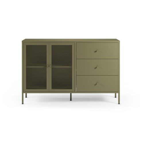 Comodă verde din metal 140x90x40 cm Fayna – Marckeric
