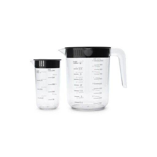 Set cana gradata pentru masurat 2 piese, Brabantia, Tasty+, 1 L, 250 ml, plastic, gri inchis