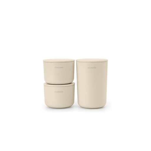 Set 3 recipiente de baie, Brabantia, Soft Beige, polipropilena, bej