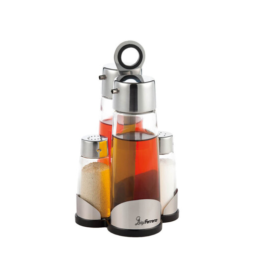 Oliviera 5 piese Vienna, Luigi Ferrero, 10.4x10.9x19.8 cm, 60 ml, 200 ml, inox/sticla