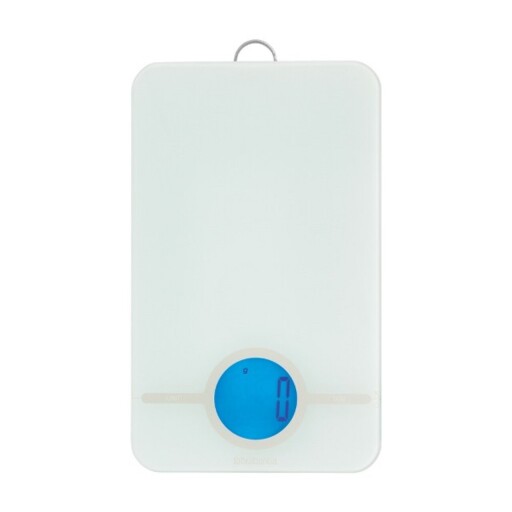 Cantar de bucatarie, Brabantia, Tasty+, display LCD, 26.5x15.2x2 cm, sticla/inox, gri deschis